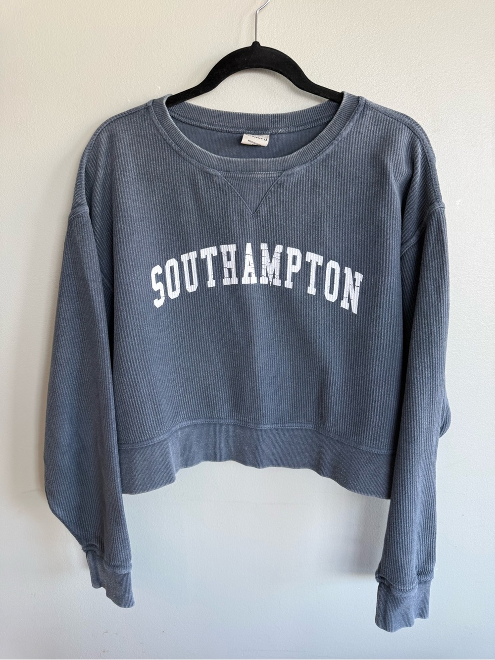 Southampton Hamptons Washed Blue Thermal Crewneck Sweatshirt